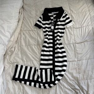 Black and White Striped Jumpsuit
